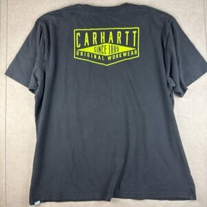 Carhartt Shirt Men 2XL Black Pocket Tee‎ Workwear Graphic Logo Since 1889 Cotton
